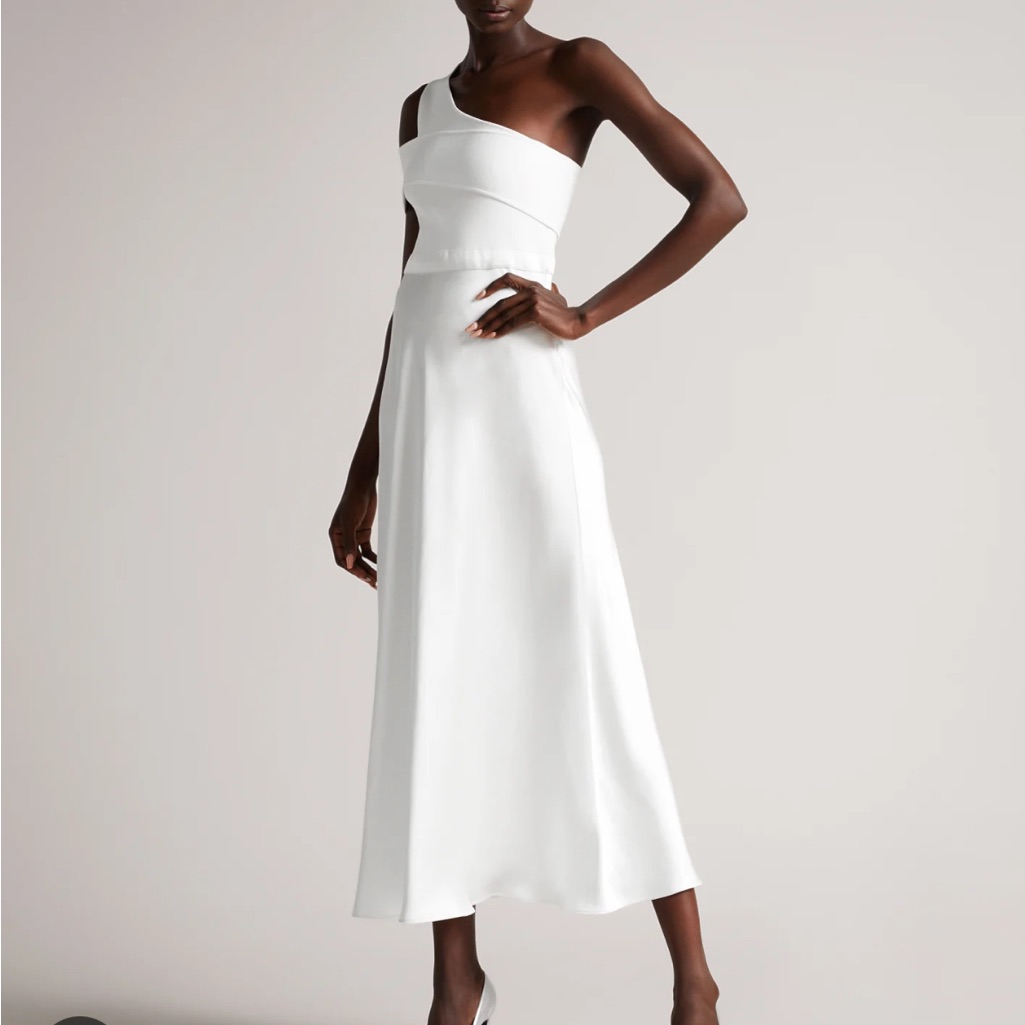 Ted Baker Ivena Asymmetric Knit Bodice Drs With Satin Skirt